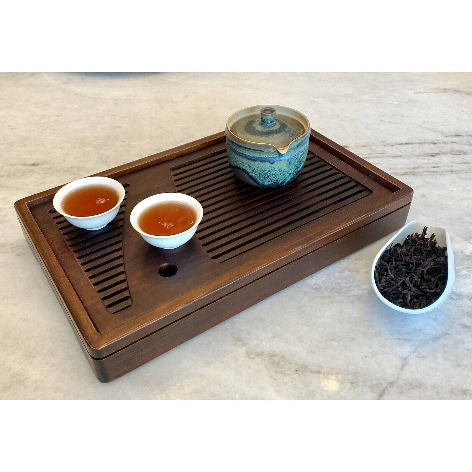 XiangFu Bamboo Tea Tray Gongfu - Chineese/Japanese Tea Ceremony Wooden Tea Tray,