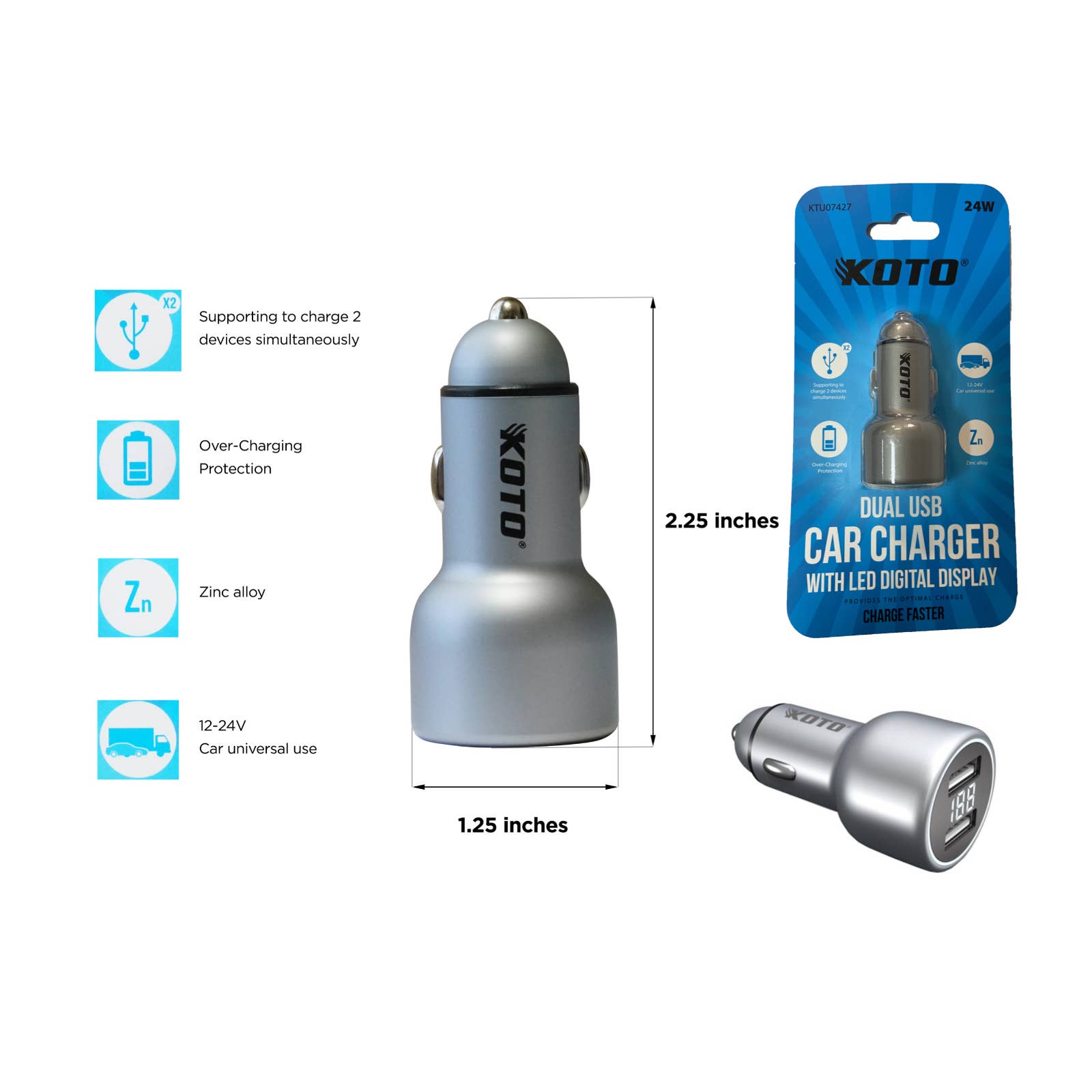 12 Pack 12V Dual 3.1A USB Car Charger 2 Port Adapter LED Cigarette Fast Charging